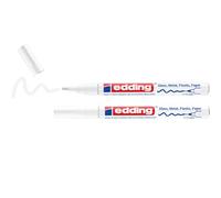 edding 751 Marcatore a Vernice Lucida, Bianco, Confezione da 2, Punta Rotonda 1-2 Mm, Pennarello Indelebile per Vetro, Pietra, Legno, Plastica, Carta, Impermeabile, Alta Copertura