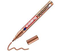 edding 751 Marcatore a Vernice Lucida, Rame (Metallizzato), 1 Pennarello, Punta Rotonda 1-2 Mm, Pennarello Indelebile per Vetro, Pietra, Legno, Plastica, Carta, Impermeabile, Alta Copertura