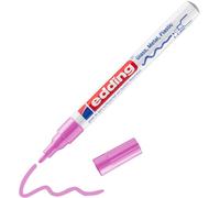 edding 751 Marcatore a Vernice Lucida, Rosa, 1 Pennarello, Punta Rotonda 1-2 Mm, Pennarello Indelebile per Vetro, Pietra, Legno, Plastica, Carta, Impermeabile, Alta Copertura