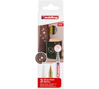 edding 751 Marcatori a Vernice Lucida, Bianco, Oro, Argento (Metallizzato), Set da 3, Punta Rotonda 1-2 Mm, Pennarello Indelebile per Vetro, Pietra, Legno, Plastica, Impermeabile, Alta Copertura