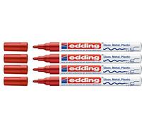 Edding 751 - Pennarello a punta M, confezione da 4, colore: Rosso