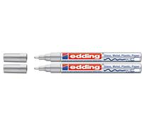 Edding 751 - Pennarello a punta M, confezione doppia, colore: Argento