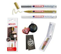 edding 780 Marcatore a Vernice Lucida, Bianco, Oro, Argento, Set da 3 Pennarelli, Punta Rotonda Extra-Fine 0,8 Mm, Impermeabile, Altamente Coprente, Bullet Journals, Hand Lettering