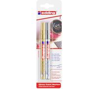 edding 780 Marcatore a Vernice Lucida, Oro, Argento, Confezione Con 2 Pennarelli, Punta Rotonda Extra-Fine 0,8 Mm, Impermeabile, Altamente Coprente, Bullet Journals, Hand Lettering