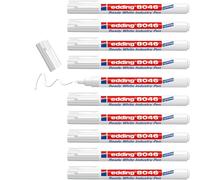 edding 8046 Ready White - Pennarello industriale bianco - 10 penne - pennino rotondo 1-3 mm - pennarello indelebile bianco per marcare ed etichettare metallo, vetro, pietra o plastica - permanente e