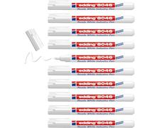 edding 8046 Ready White - Pennarello industriale bianco - 10 penne - pennino rotondo 1-3 mm - pennarello indelebile bianco per marcare ed etichettare metallo, vetro, pietra o plastica - permanente e