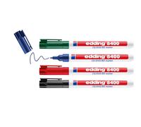 edding 8400 CD/DVD/BD Marker - Multi-Coloured - 4 pens - fine Round Nib 0.5-1 mm