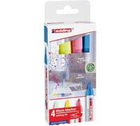 edding Pennarello in vetro 95 - multicolore - 4 penne in vetro - pennino rotondo 1,5-3 mm - pennarello lavabile - per scrivere e segnare su superfici vetrate, finestre, vetri, lavagne bianche - lavabile a secco