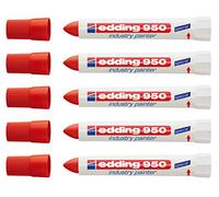 Edding 950 Industriy Painter, pennarello speciale, 10 mm | (5 pennarelli, rosso)