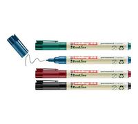Edding 25 EcoLine Pack de 4 Rotuladores Permanentes - Punta Redonda Fina - Trazo 1mm - 90% de Plastico Reciclado - Colores Surt