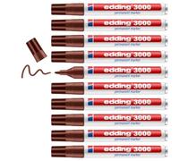 Edding - Blister con pennarello indelebile 10 marcadores marrone | Pennarello permanente ad asciugatura rapida, impermeabile, resistente alle sbavature, per cartone, plastica, legno, metallo