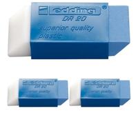 edding DR 20 Gomma in plastica doppio uso - Per cancellare sia matita ed inchiostro - 1 pz. singolo (Confezione da 3)