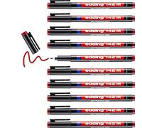 edding e-142 M 1.0 - Pennarelli permanenti per retroilluminazione, 1 mm, confezione da 10 pezzi, colore: Rosso