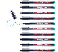 Edding E-1800 0.3 - Set di 10 pennarelli a punta conica, in metallo rivestito, per disegno tecnico 0,35 mm verde