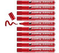 Marcatore EDDING 2200C ROSSO Punta a Scalpello (10 Pz) Marcatore permanente