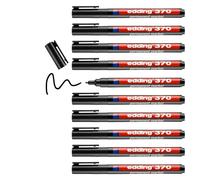 Edding e-370 - Pennarelli indelebili a punta tonda, 1 mm, confezione da 10, colore: 01: 10 penne - nero