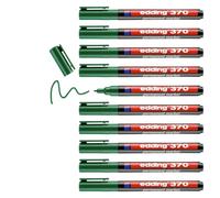 edding e-370 - Pennarelli indelebili a punta tonda, 1 mm, confezione da 10, colore: Verde