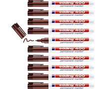 Edding e-400-Confezione da 10 pennarelli indelebili, a punta conica, 1 mm marrone