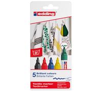 EDDING - E-4500-5S-000 - Marcatore per tessuto 4500 - punta tonda - da 2 a 3mm - colori assortiti - Edding - astuccio 5 pezzi - 56809 - Conf. da 1 Pz. - E-4500-5S-000
