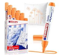 Edding e-4500 - Set di 10 pennarelli indelebili a punta tonda per Tessile 2 a 3 mm Arancione Arancione fluo