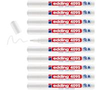 Edding - Marcatore a Gesso Liquido Per Lavagna e vetro, con punta rotonda, spessore del tratto 2 - 3 mm 10 marcadores bianco, 10 Pezzi