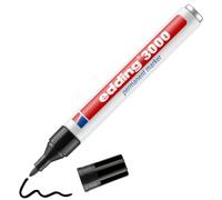 Edding Marcatore permanente Edding 3000, ricaricabile, 1,5-3 mm, nero | Pennarello permanente ad asciugatura rapida, impermeabile, resistente alle sbavature, per cartone, plastica, legno, metallo
