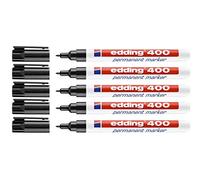 Edding Marcatori Pennarelli Indelebili Neri 400-01 (1 mm, 5 penne)