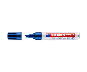 edding No 1 Permanent Marker - Blue - 10 Pens - Chisel Tip 1-5 mm - Waterproof,