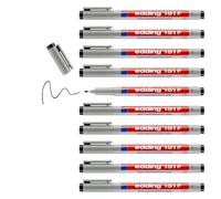edding Penna 151 F non permanente - nera - 10 penne - punta rotonda 0,6 mm - penna per scrivere su vetro, plastica, fogli e superfici lisce, asciugatura rapida, può essere corretta con acqua