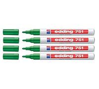 Edding Pennarello 751 M Tip (confezione da 4, verde, 1)