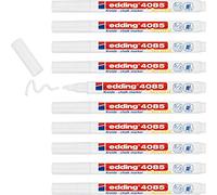 Edding Pennarello a gesso 4085 bianco - 10 penne a gesso - punta rotonda 1-2 mm - penna a punta fine per lavagne, finestre, vetro, specchi - pennarelli a gesso liquido per una copertura opaca