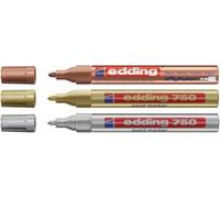 Edding - Pennarello con punta rotonda, 2 pezzi, oro, bronzo e argento (1, oro bruno)