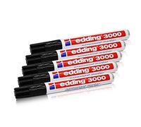 Edding Pennarello indelebile 3000 nero 1,5-3 mm ricaricabile confezione da 5