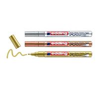 edding Pennarello lucido Creative 751 metallizzato, colori base, 1-2 mm (Oro, Argento e Rame)