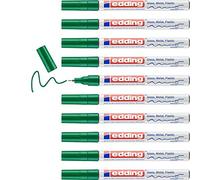 edding Pennarello per vernice lucida 780 - verde - 10 pennarelli - punta rotonda extra fine 0,8 mm - penna per vetro, ciottoli, legno, plastica, carta, impermeabile, ad alta copertura