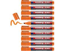 edding Pennarello permanente 330 - arancione - 10 penne - punta a scalpello 1-5 mm - penne impermeabili ad asciugatura rapida - per cartone, plastica, vetro, legno, metallo e tessuto