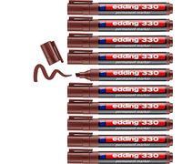 edding Pennarello permanente 330 - marrone - 10 penne - punta a scalpello 1-5 mm - penne impermeabili ad asciugatura rapida - per cartone, plastica, vetro, legno, metallo e tessuto