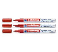 Edding Pennarello vernice 751 rosso, punta tonda 1-2 mm, 14 colori, impermeabile, lucida, in plastica, materiale scolastico