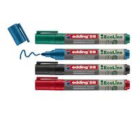 EDDING - E-28-4 - Marcatore per lavagne bianche 28 EcoLine - punta conica 1,50 - 3,00 mm - Edding - astuccio 4 pezzi - 77290 - Conf. da 1 Pz. - E-28-4