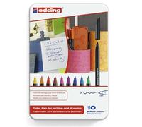 Edding scatola metallica con 10 pennarelli 1200 - punta tonda - 1 mm - catta - inchiostro a base acqua NEW