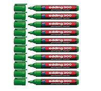 EDDING - Set di 10 pennarelli indelebili Edding 300, corpo in plastica, punta tonda - colore verde