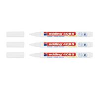 Edding Set di 3 pennarelli a gesso liquido 4085, punta rotonda, 1-2 mm, colore: Bianco