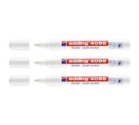 Edding Set di 3 pennarelli a gesso liquido 4095 in ardesia e finestre, colore: bianco, punta rotonda, 2-3 mm