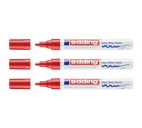 edding 750 Marcatore a Vernice Lucida, Rosso, 1 Pennarello, Punta Rotonda 2-4 Mm, Pennarello Indelebile per Vetro, Pietra, Legno, Plastica, Carta, Impermeabile, Alta Copertura