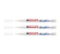 edding 5300 Marcatore a Vernice Acrilica Fine, Bianco, 1 Waterproof, Punta Tonda 1-2Mm, Pennnarello per Disegno Su Tela, Carta, Legno, per Ciotoli