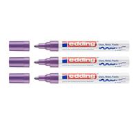 Edding Set di 3 pennarelli con vernice lucida 750 viola a punta rotonda, 2-4 mm
