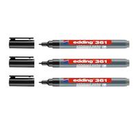 EDDING Set di 3 pennarelli per lavagne bianche 361, punta fine, 1 mm, colore: Nero