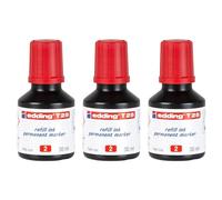EDDING Set di 3 ricariche di inchiostro 30 ml T25 a goccia per pennarello permanente, colore: Rosso
