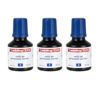 EDDING Set di 3 ricariche di inchiostro da 30 ml T25 a goccia per pennarello permanente, colore: blu