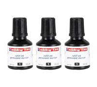 edding Set di 3 ricariche di inchiostro da 30 ml T25 a goccia per pennarello permanente, colore: Nero